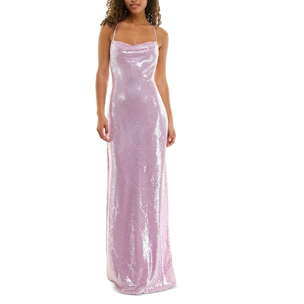 💜Alex & Sophia Junior’s Cross Back Sequin Gown - Size 15/16